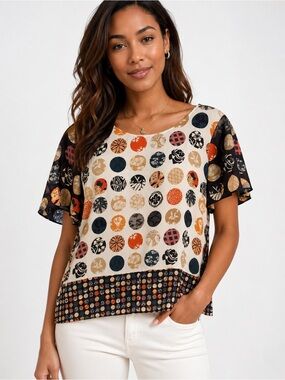 Akris Punto Woodblock Print Mulberry Silk Short Sleeve Top - Japanese Motif